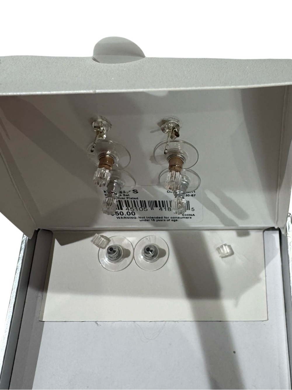 Disney Minnie Mouse Pierced Crystal Hearts Silver Rose Gold Stud Earring Set - Picture 5 of 7